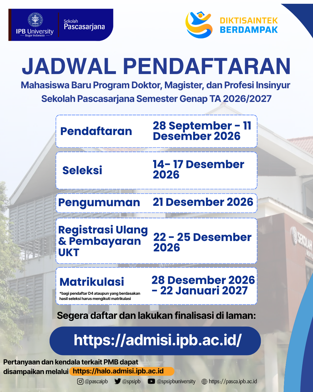 Pendaftaran PMB SPs TA 20262027